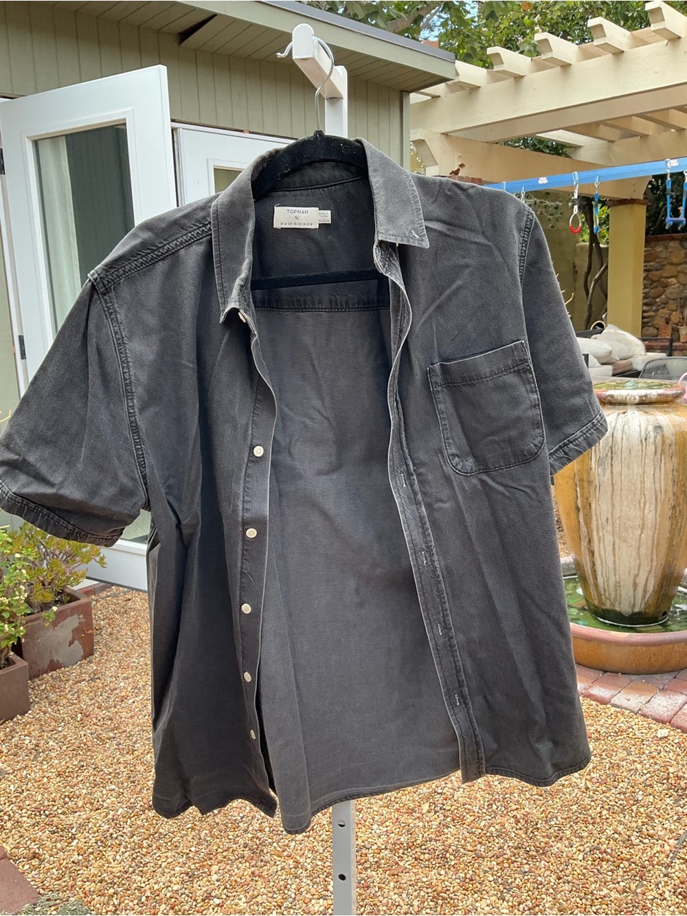 Topman Black Short-Sleeve Casual Button-Down Shirt